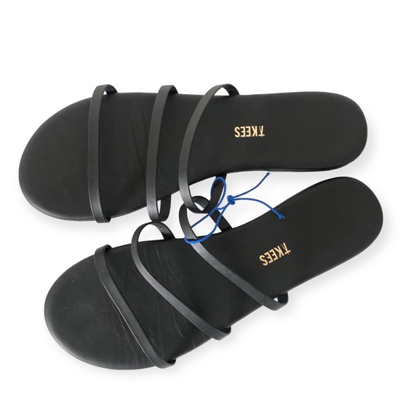 Tieks Emma black leather three strap slide sandals woman's US9 - Picture 2 of 6